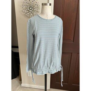 AnyBody blue and white striped L/S top with waist drawstring XXS